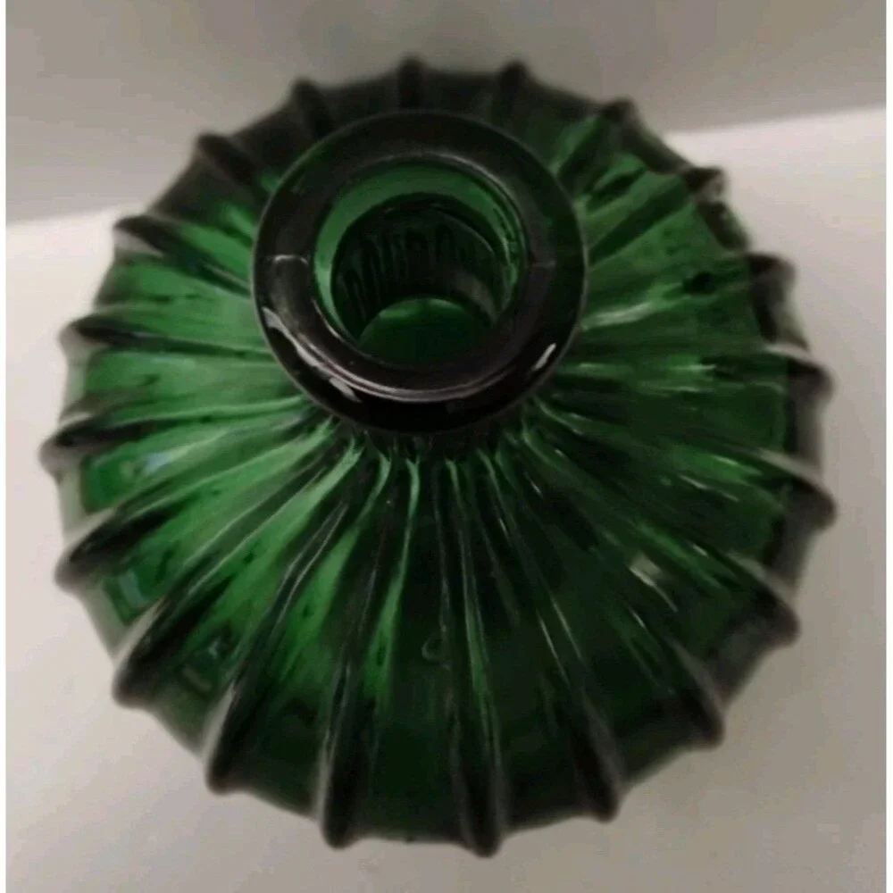 Vintage Empoli Italian Green Glass Onion Genie Bottle Decanter Vase No Stopper